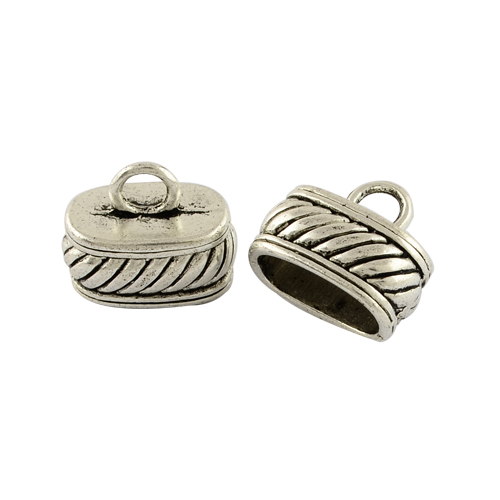 PandaHall Tibetan Style Alloy Cord Ends, Lead Free & Cadmium Free, Antique Silver, 13x16x10mm, Hole: 4mm Alloy