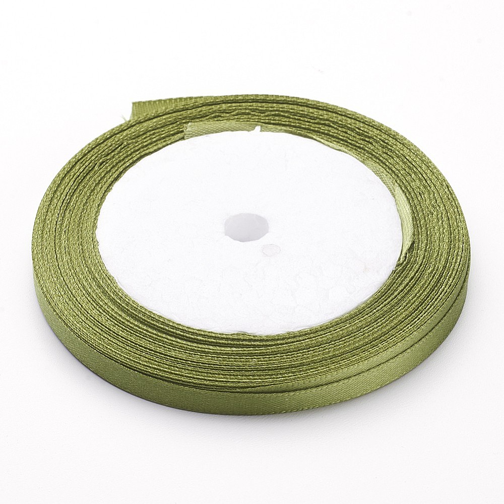 PandaHall Satin Ribbon for Gift Package, Green, 1/4"(7mm) wide, 25yards/roll(22.86m/roll) Polyester Green