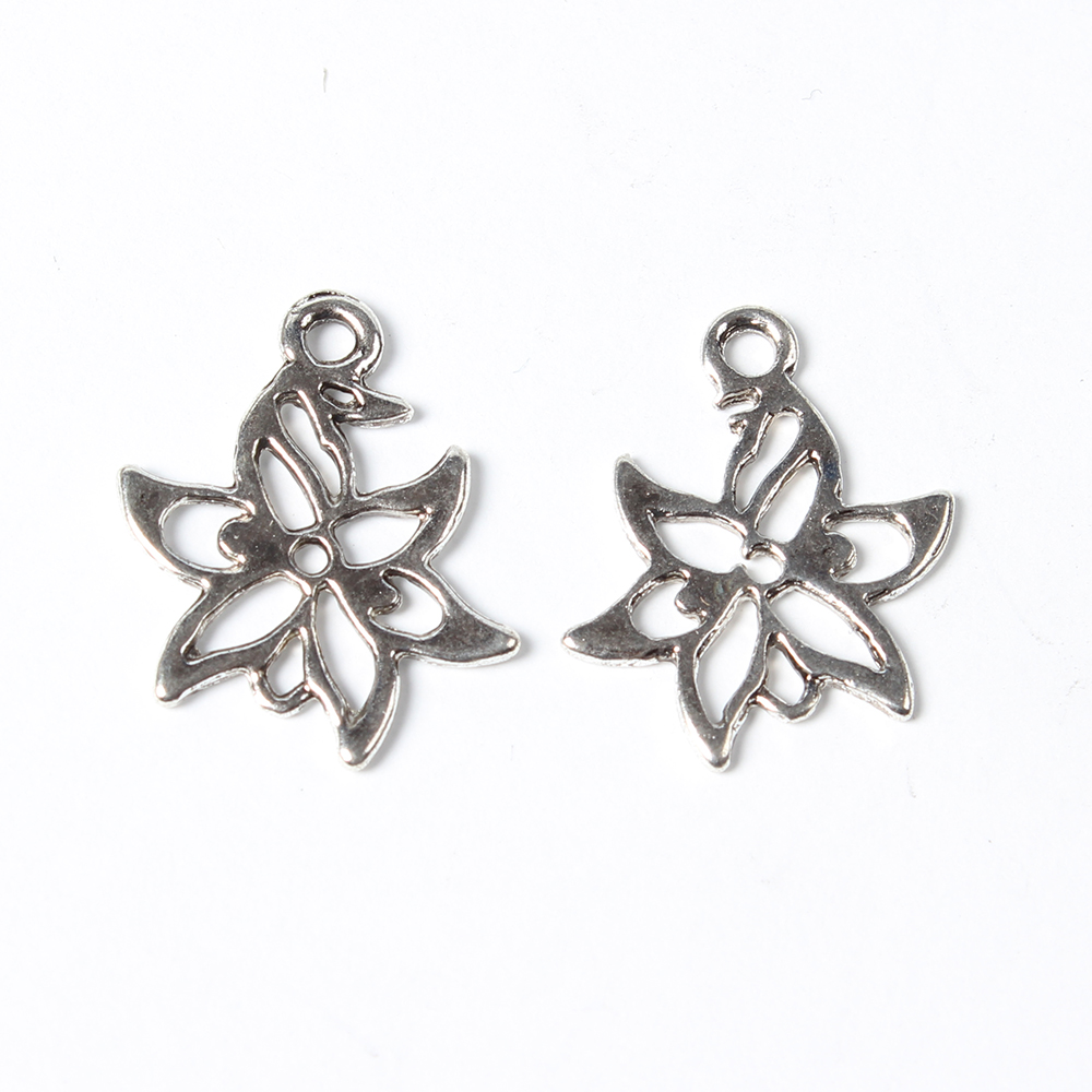 PandaHall Tibetan Silver Pendants, Flower, Lead Free and Cadmium Free, Antique Silver, 20.5x14.5x1mm, Hole: 2mm Alloy Flower