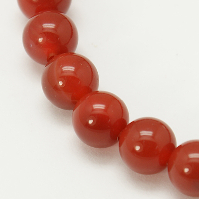 PandaHall Natural Agate Beads Strands, Dyed, Round, Red, 8mm, Hole: 1mm; about 52pcs/strand, 15.5" Natural Agate Round Red