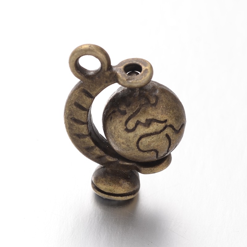 PandaHall Tibetan Style Globe Pendants, Lead Free & Nickel Free, Antique Bronze, 18x12x9mm, Hole: 2mm Alloy Study Supplies