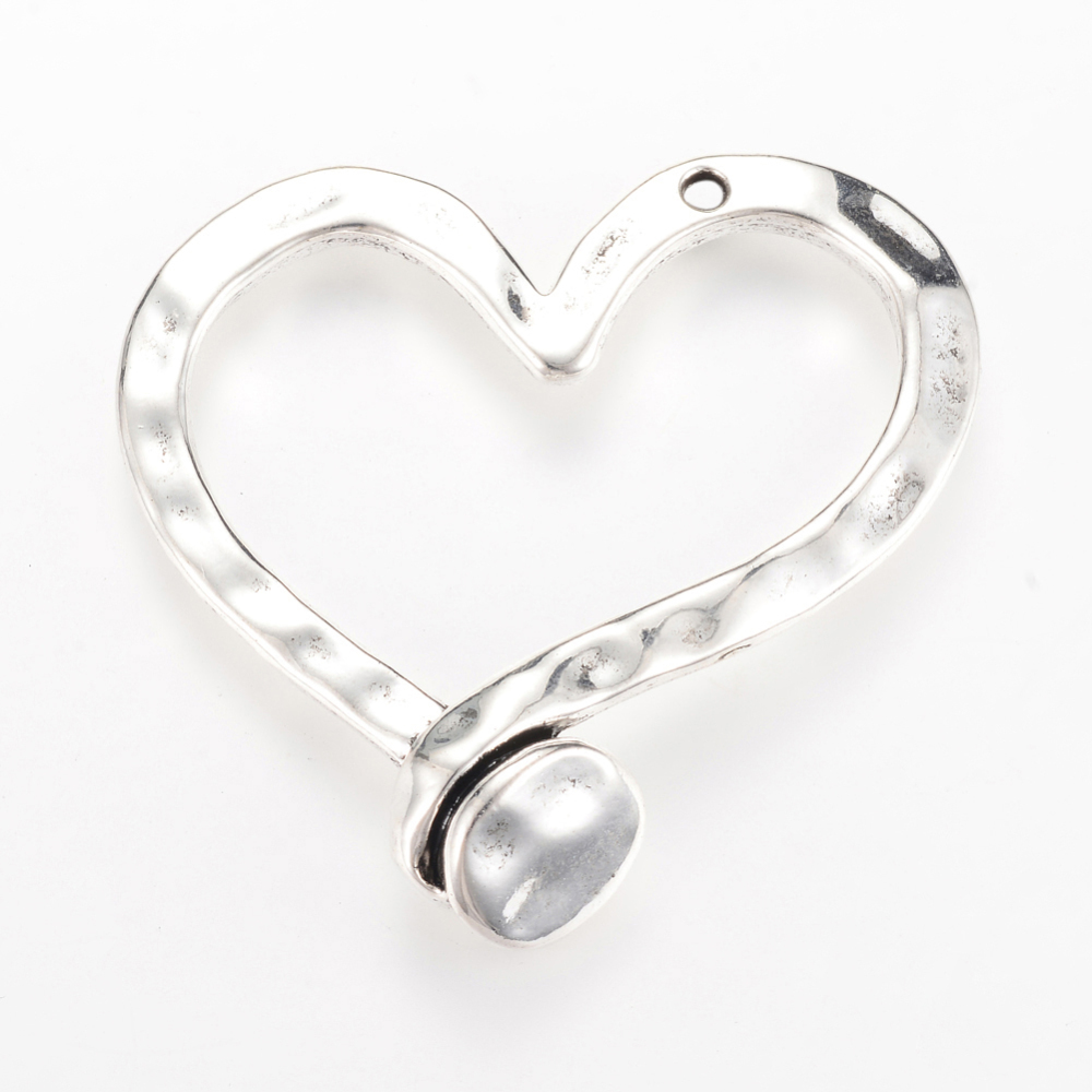 PandaHall Tibetan Style Alloy Big Pendants, Heart, Cadmium Free & Lead Free, Antique Silver, 47x50x10mm, Hole: 2mm; about 75pcs/1000g Alloy...