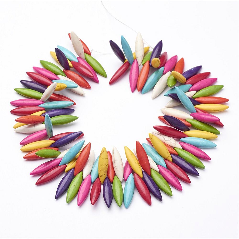 PandaHall Synthetic Turquoise Beads Strands, Dyed, Rice, Mixed Color, 31~32x8x6mm, Hole: 1mm; about 104pcs/strand, 15.7" Synthetic Turquoise...