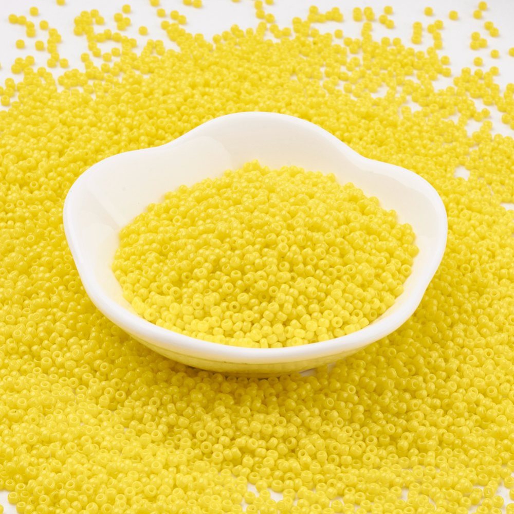 PandaHall TOHO&reg Japan Import Glass Round Seed Beads, 11/0 Opaque, Yellow, 2x1.5mm, Hole: 0.5mm; about 933pcs/10g Glass Yellow