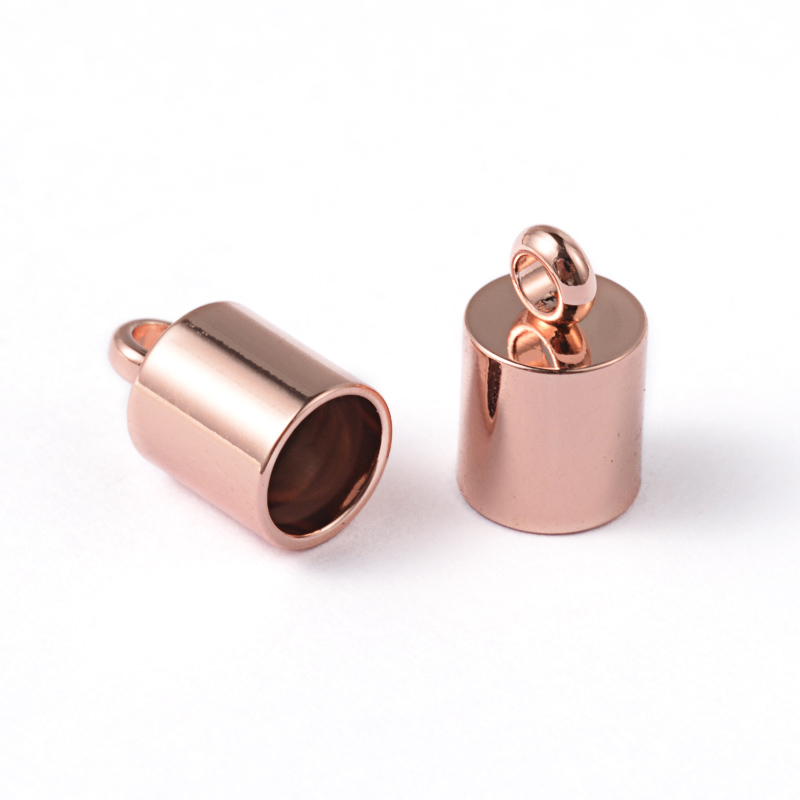 PandaHall 304 Stainless Steel Cord End, Rose Gold, 10x6mm, Hole: 2mm Stainless Steel