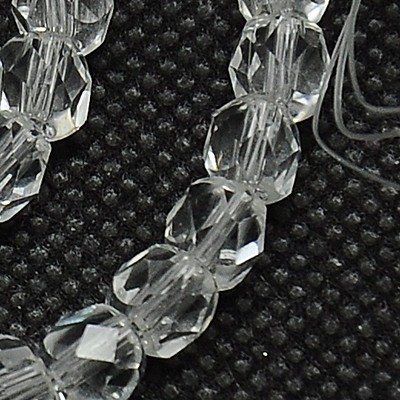 PandaHall Glass Beads Strands, Faceted, Cube, Clear, 6x6x6mm; Hole: 1mm, about 71pcs/strand, 16.5" Glass Cube Clear