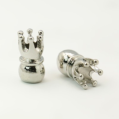 PandaHall Alloy European Beads, Lead Free and Nickel Free, Crown, Platinum, about 10mm wide, 18mm long, hole: 5mm Alloy Others