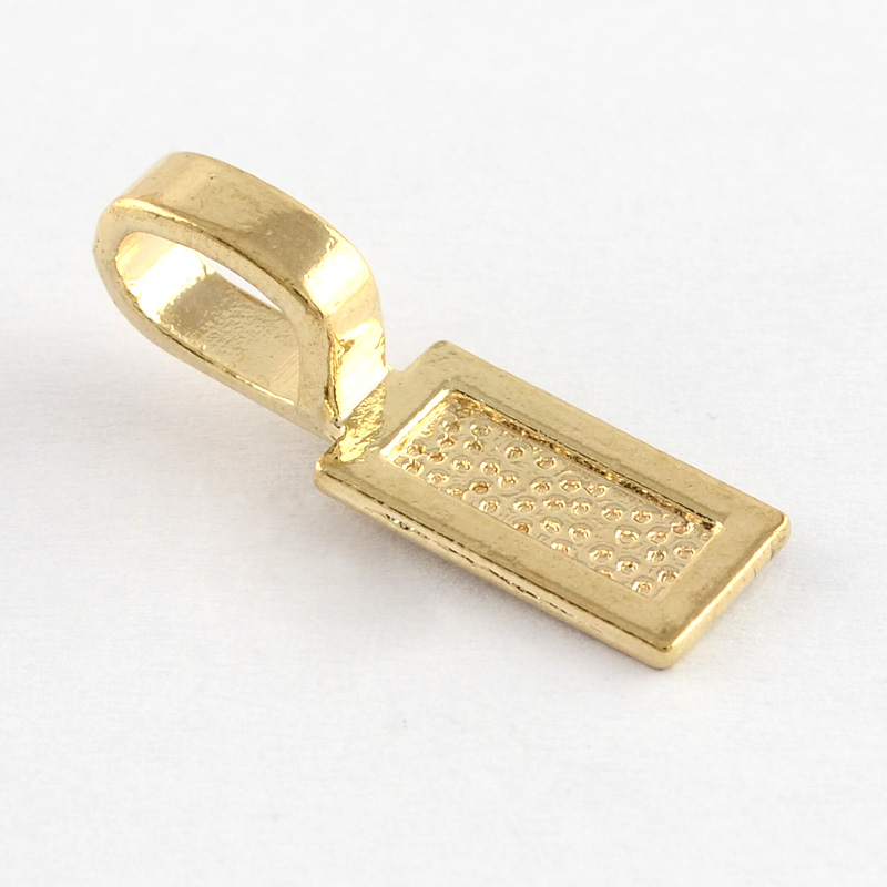 PandaHall Tibetan Style Alloy Glue-on Flat Pad Bails, Rectangle,  Nickel Free & Lead Free, Golden, 26x8x1mm, Hole: 8x5mm; about 640pcs/1000g...