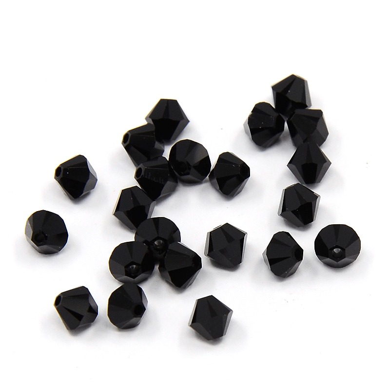 PandaHall Austrian Crystal Beads, 5301 5mm, Bicone, Jet, Size: about 5mm long, 5mm wide, Hole: 1mm