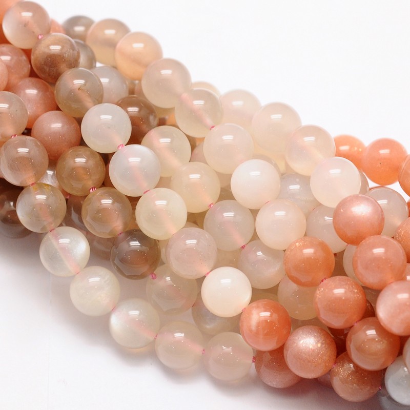 PandaHall Round Natural Moonstone Bead Strands, Grade AA, 8mm, Hole: 1mm; about 51pcs/strand, 15.74" Moonstone Round