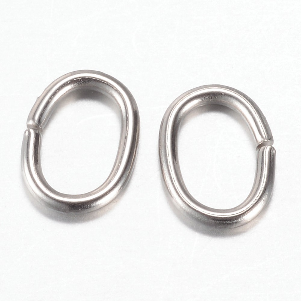 PandaHall 304 Stainless Steel Linking Rings, Oval, Stainless Steel Color, 8x6x1mm, Hole: 3.5x6mm Stainless Steel Oval