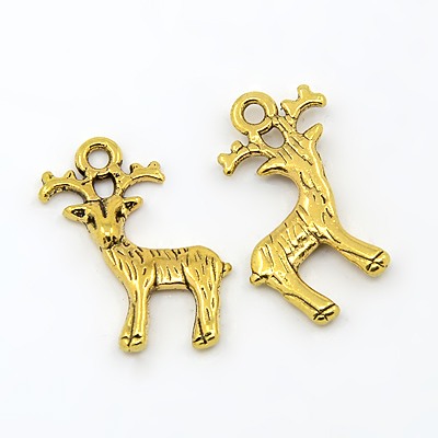 PandaHall Tibetan Style Pendant, Christmas Reindeer/Stag, Antique Golden, Lead Free and Cadmium Free, 23.5mm long, 19mm wide, 2.5mm thick...