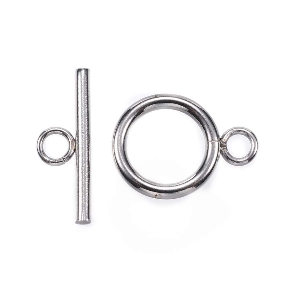 PandaHall 304 Stainless Steel Toggle Clasps, Stainless Steel Color, Ring: 18.5x13.5x2mm, Hole: 3mm; Bar: 20x7x2mm, Hole: 3mm Stainless Steel...
