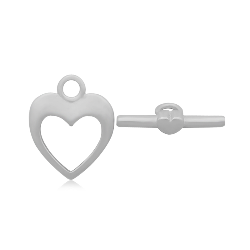 PandaHall Heart 316 Stainless Steel Toggle Clasps, Antique Silver, Heart: 18x15x1.5mm, Hole: 2.5mm; Bar: 19x7.5x4mm, Hole: 2.5mm Stainless...