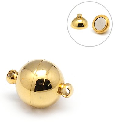 PandaHall 304 Stainless Steel Magnetic Clasps, Round, Golden, 20x12mm, Hole: 2.5mm Stainless Steel Round