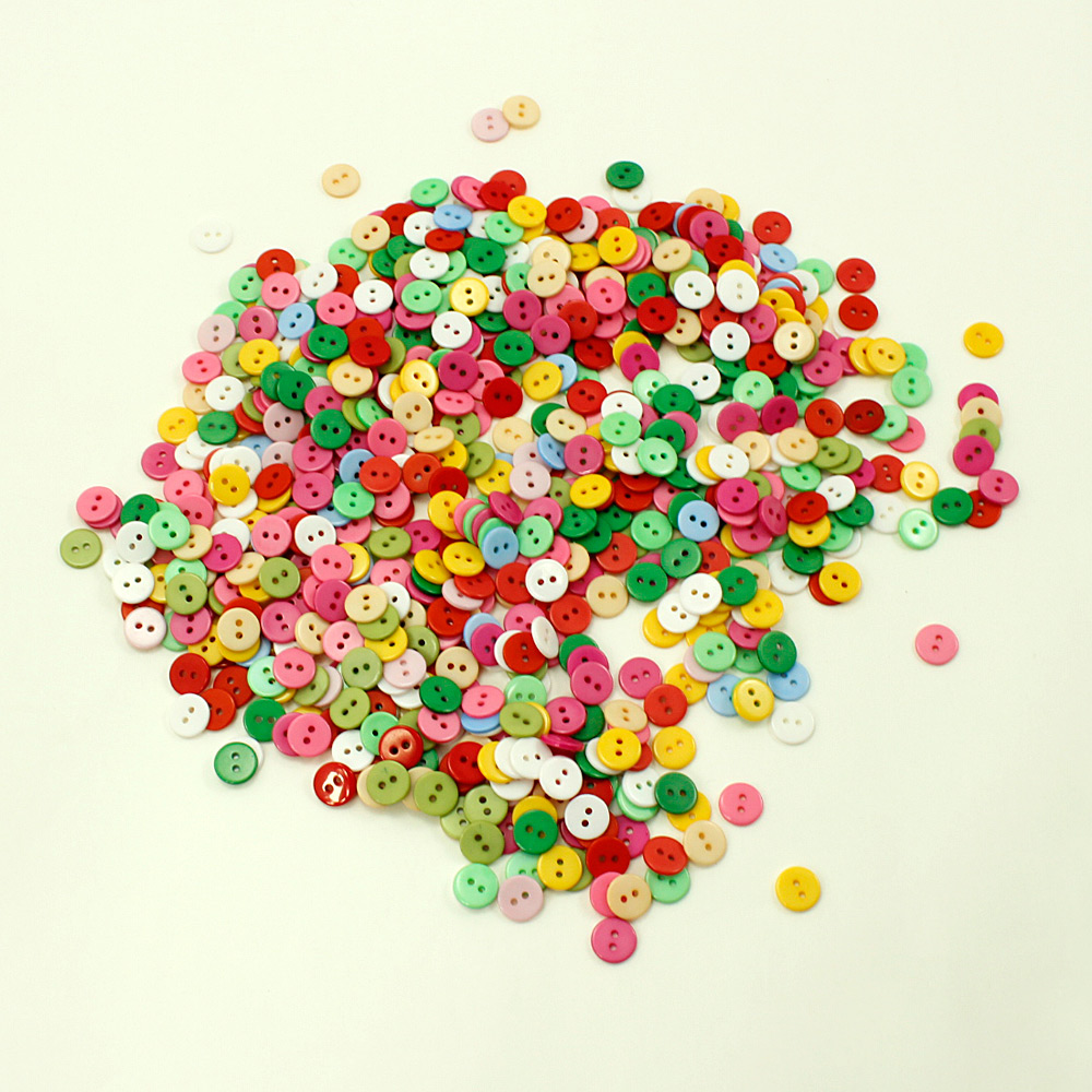 PandaHall Candy Colorful Two-hole Buttons, Resin Button, Flat Round, Mixed Color, about 11mm in diameter, hole: 1.5mm Resin Flat Round...
