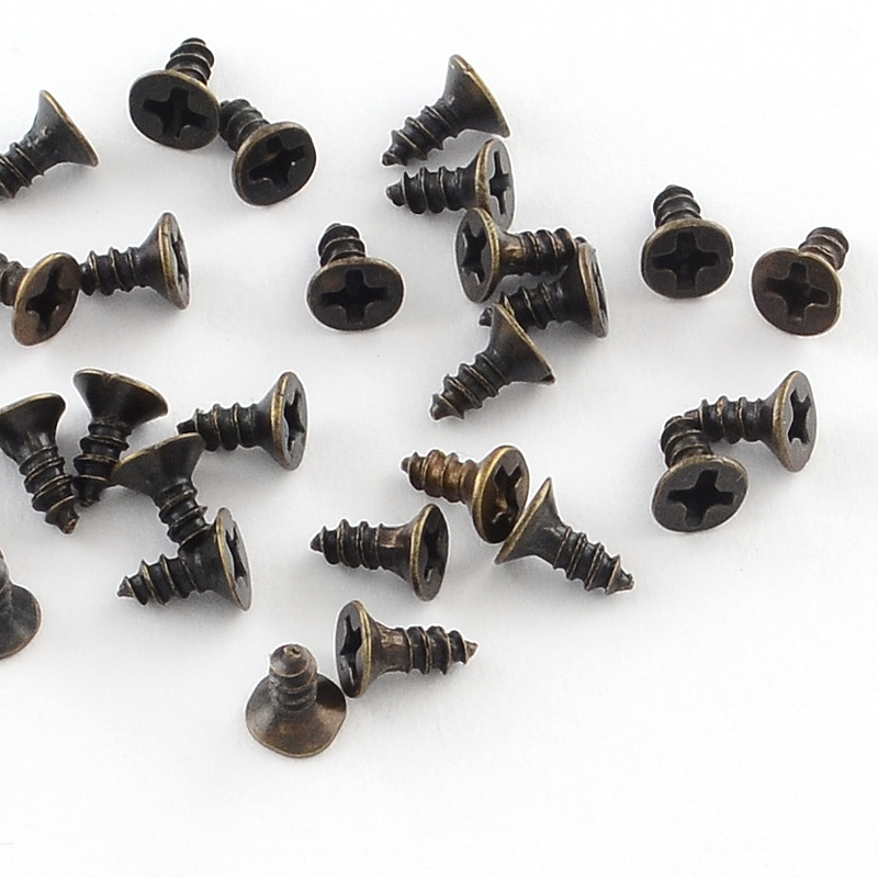 PandaHall Iron Screws Findings, Antique Bronze, 5x4mm, pin: 2mm; about 4800pcs/500g Iron