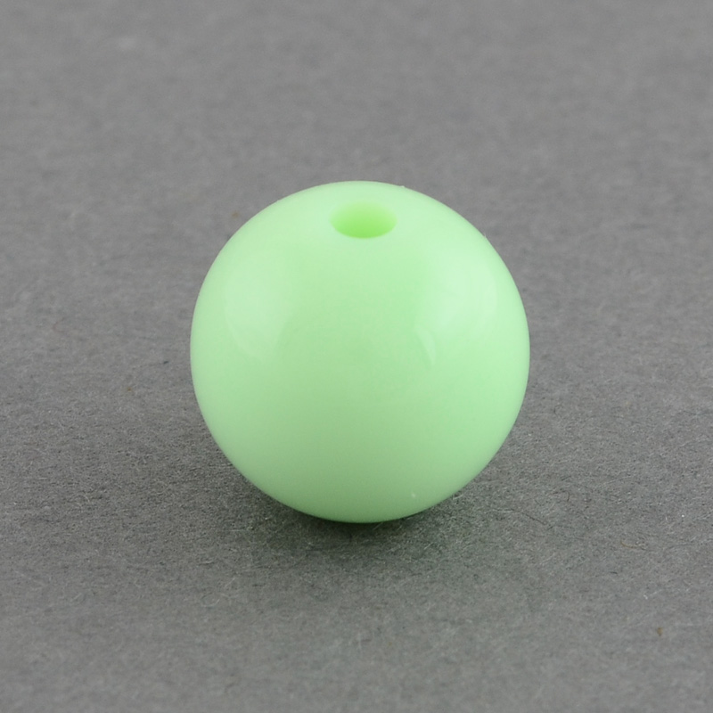 PandaHall Solid Chunky Bubblegum Acrylic Ball Beads, Round, PaleGreen, 20mm, Hole: 3mm Acrylic Round Green