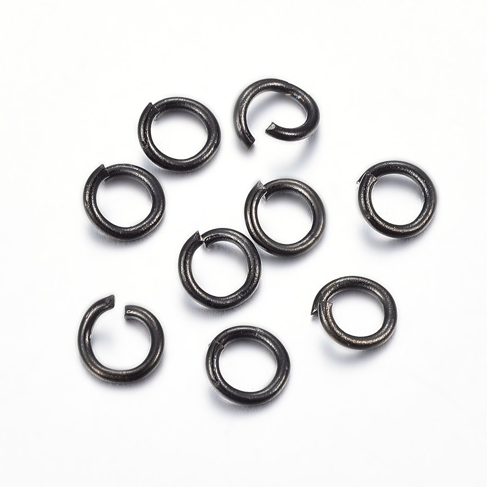 PandaHall 304 Stainless Steel Open Jump Rings, Gunmetal, 6x1mm; Inner Diameter: 4mm Stainless Steel Ring