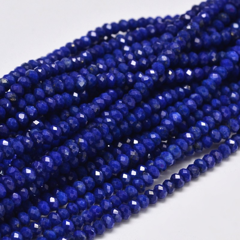 PandaHall Faceted Rondelle Natural Lapis Lazuli Bead Strands, 3x2mm, Hole: 1mm; about 187pcs/strand, 15.5" Lapis Lazuli Rondelle