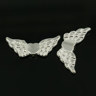 PandaHall Tibetan Silver Beads, Lead Free & Cadmium Free, Silver Color Color, Wing-Heart, about 41.5mm long, 18mm wide, 4mm thick, hole: 2mm...