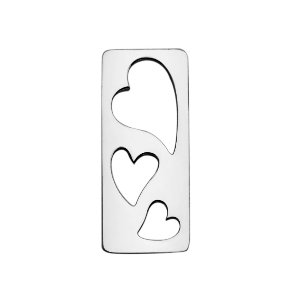 PandaHall 304 Stainless Steel Pendants, Rectangle with Heart, Stainless Steel Color, 17.5x7.7x1mm Stainless Steel Rectangle