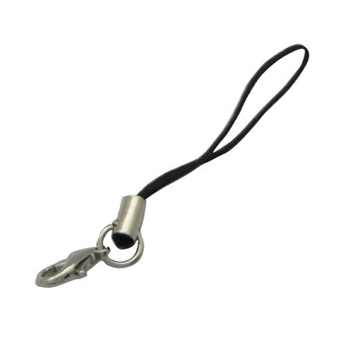 PandaHall Black DIY Cord Loop Mobile Straps, with Brass Lobster Claw Clasps, Size: about 60mm long, hole: 3.5mm Nylon Black
