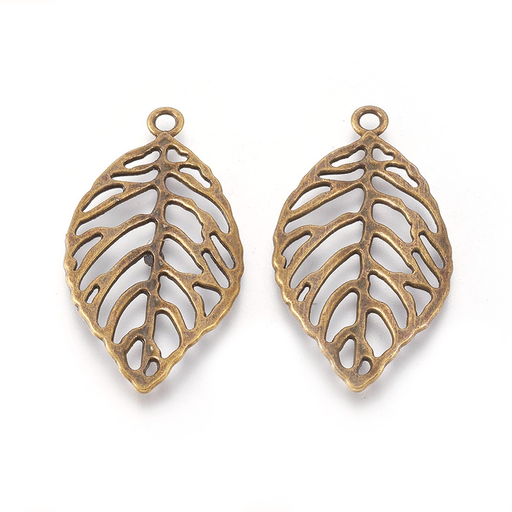 PandaHall Tibetan Style Alloy Filigree Leaf Pendants, Cadmium Free & Nickel Free & Lead Free, Antique Bronze, 51x27.5x3mm, Hole: 3mm Alloy...