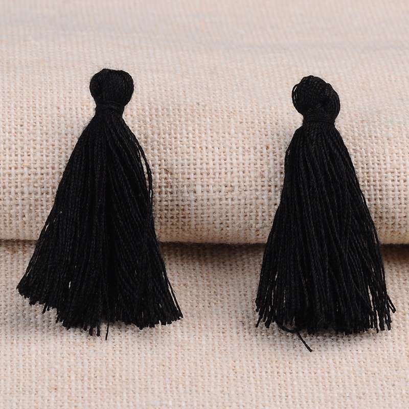 PandaHall Polyester Tassel Pendant Decorations, Black, 26~30x4mm; about 300pcs/bag Polyester Black