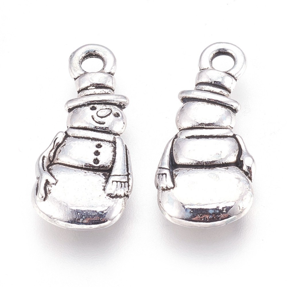 PandaHall Tibetan Style Alloy Pendants, Christmas Snowman, Cadmium Free & Nickel Free & Lead Free, Antique Silver, 23x10.5x3mm, Hole: 2mm...