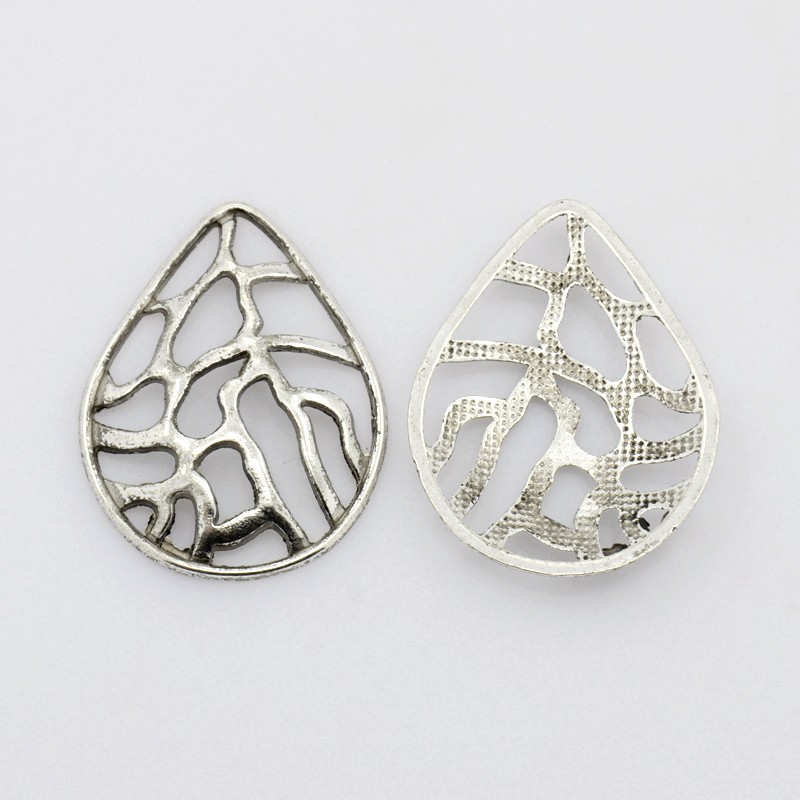 PandaHall Antique Silver Alloy Drop Pendants, Lead Free and Cadmium Free, 40mm long, 31mm wide, 5mm thick Alloy Drop