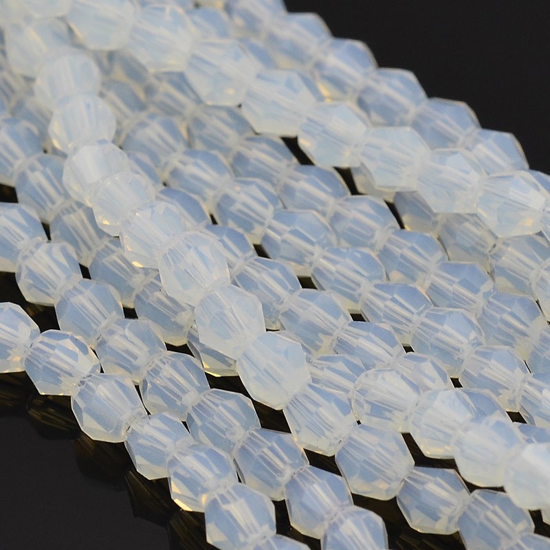 PandaHall Opal Beads Strands, Faceted Bicone, GhostWhite, 4x4mm, Hole: 1mm; about 120pcs/strand, 18.9" Opalite Bicone White