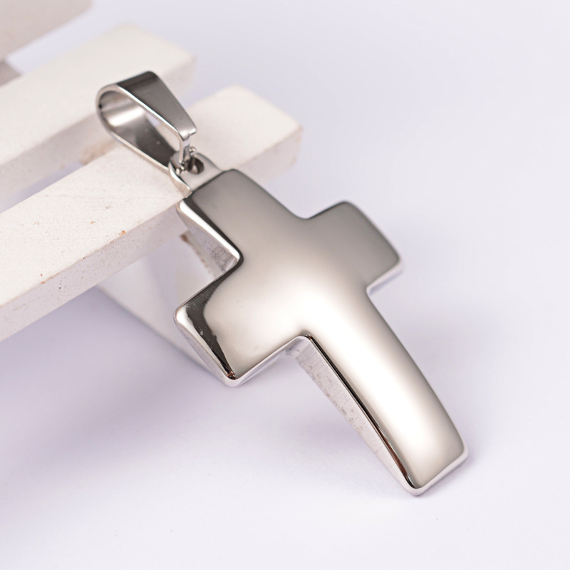 PandaHall 304 Stainless Steel Pendants, Cross, Smooth Surface, Stainless Steel Color, 36x24x4mm, Hole: 5x9mm Stainless Steel Cross