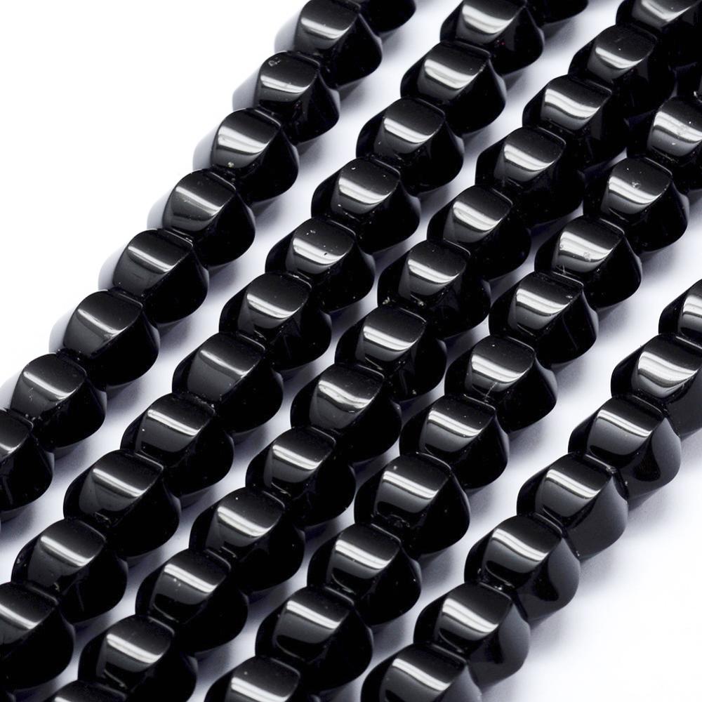 PandaHall Natural Black Stone Beads Strands, Faceted, Lantern, 10~12x10~12mm, Hole: 1.5mm; about 32~33pcs/strand, 14.5''(37cm) Black Stone...