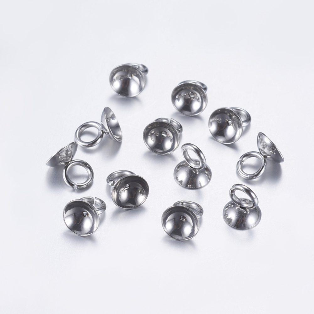 PandaHall 304 Stainless Steel Bails For Globe Glass Bubble Cover Pendants, Stainless Steel Color, 7x6mm, Hole: 3mm; Inner Diameter: 5mm...