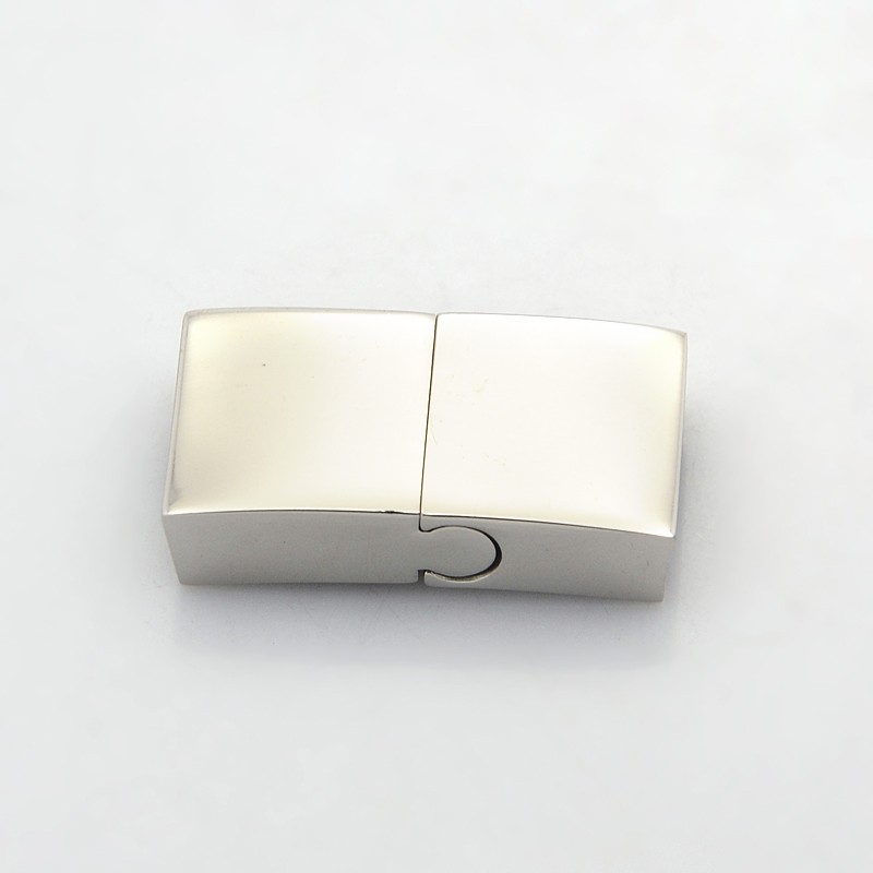 PandaHall Cuboid 304 Stainless Steel Bayonet Clasps, Stainless Steel Color, 27x15x6mm, Hole: 3x13mm Stainless Steel