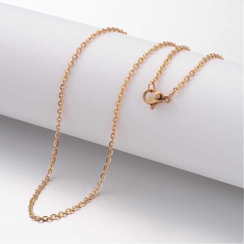 PandaHall 304 Stainless Steel Necklace Making, Cable Chains, with Lobster Clasps, Golden, 15.75"(400mm); 2mm Stainless Steel