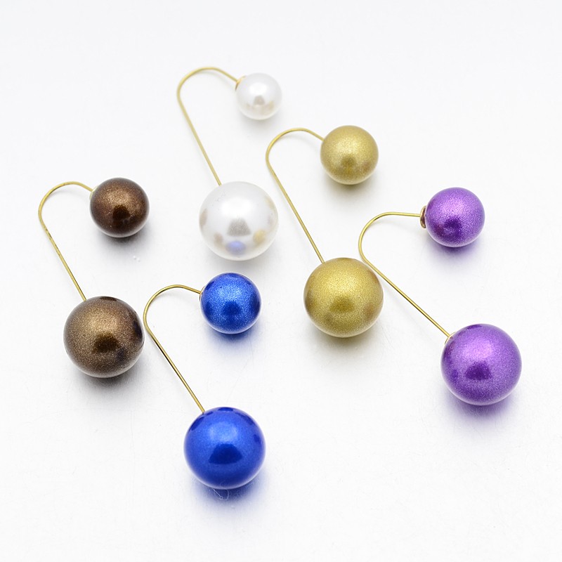 PandaHall Resin Double Sided Round Ball Ear Studs, with Stainless Steel Pins, Golden, Mixed Color, Ball: 10mm & 16mm; Pin: 0.6mm Acrylic...