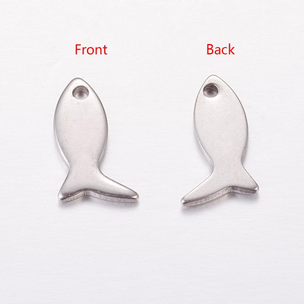 PandaHall 304 Stainless Steel Pendants, Fish, 12x6x0.6mm Stainless Steel Fish