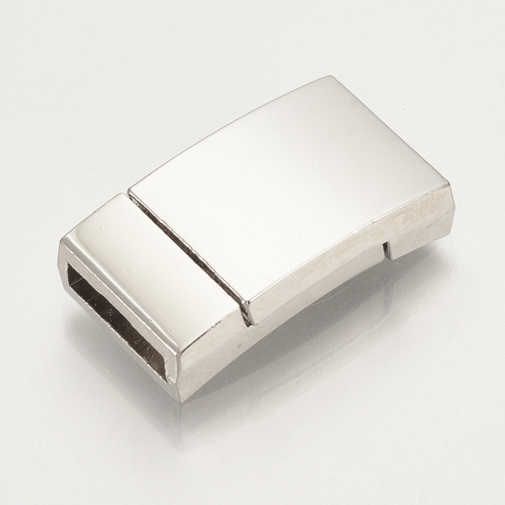 PandaHall Alloy Magnetic Clasps, Rectangle, Platinum, 23x13x5mm, Half Hole: 2x10mm Alloy Rectangle