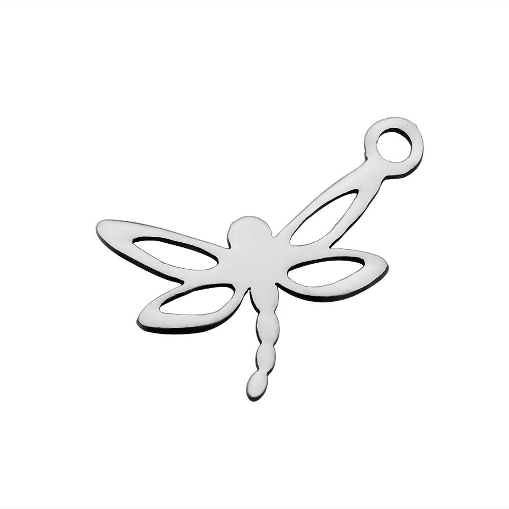 PandaHall 304 Stainless Steel Pendants, Dragonfly, Stainless Steel Color, 13x16x1mm, Hole: 1.5mm Stainless Steel Dragonfly
