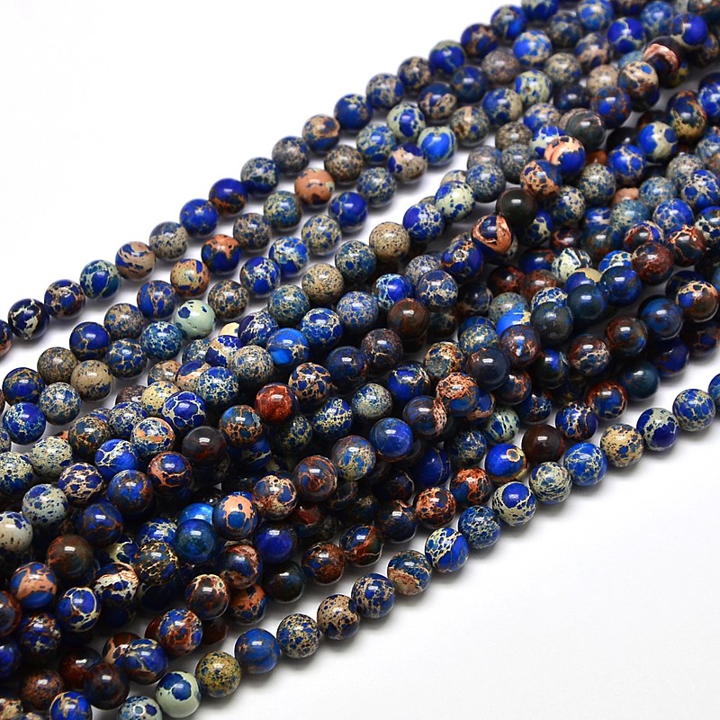 PandaHall Natural Regalite Round Bead Strands, Dyed, Blue, 6mm, Hole: 1mm; about 65pcs/strand, 15.4" Regalite Round Blue