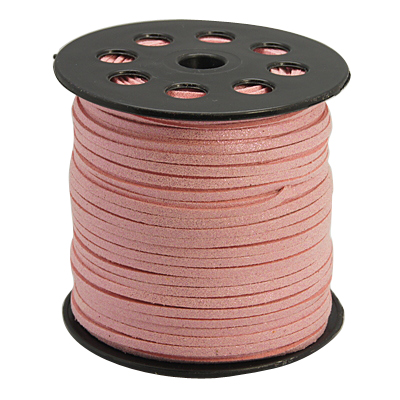 PandaHall Glitter Powder Faux Suede Cord, Faux Suede Lace, Pink, 3mm; 100yards/roll Suede Pink