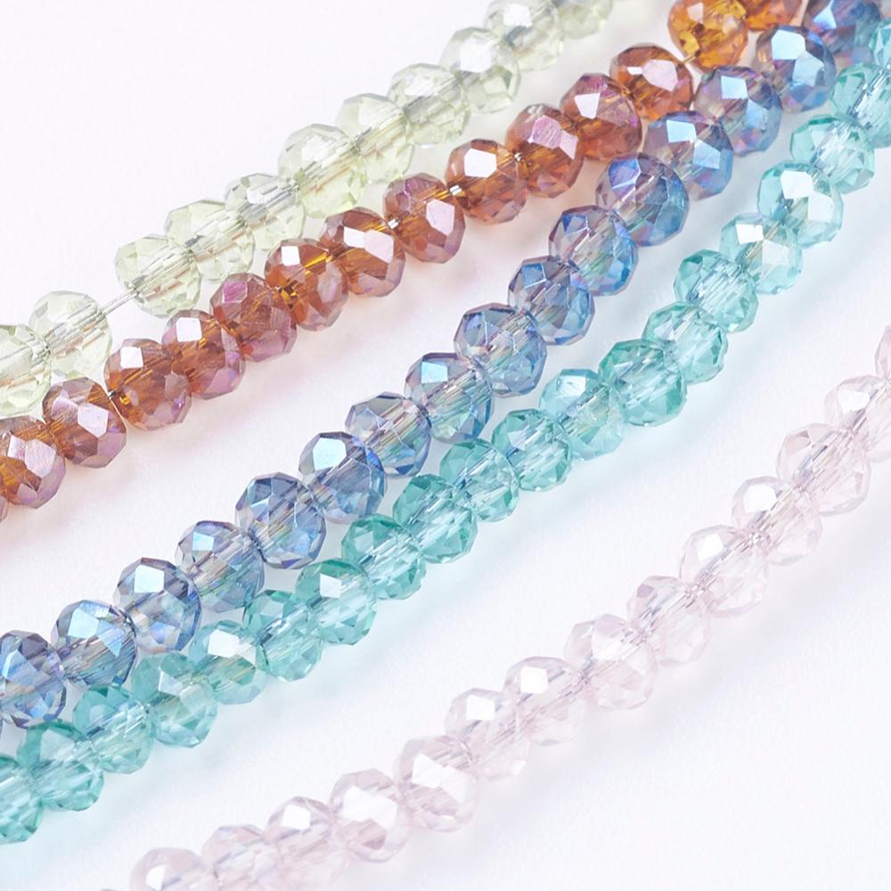 PandaHall Electroplate Glass Beads Strands, Faceted, Full and Half Plated, Rondelle, Mixed Color, 2.5x2mm, Hole: 1mm Glass Rondelle...