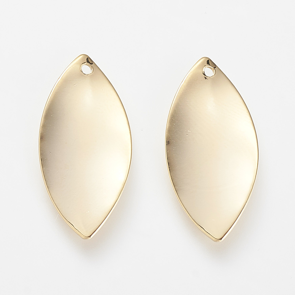 PandaHall Real Gold Plated Brass Pendants, Horse Eye, Golden, 23x11x1mm, Hole: 1mm Brass Horse Eye