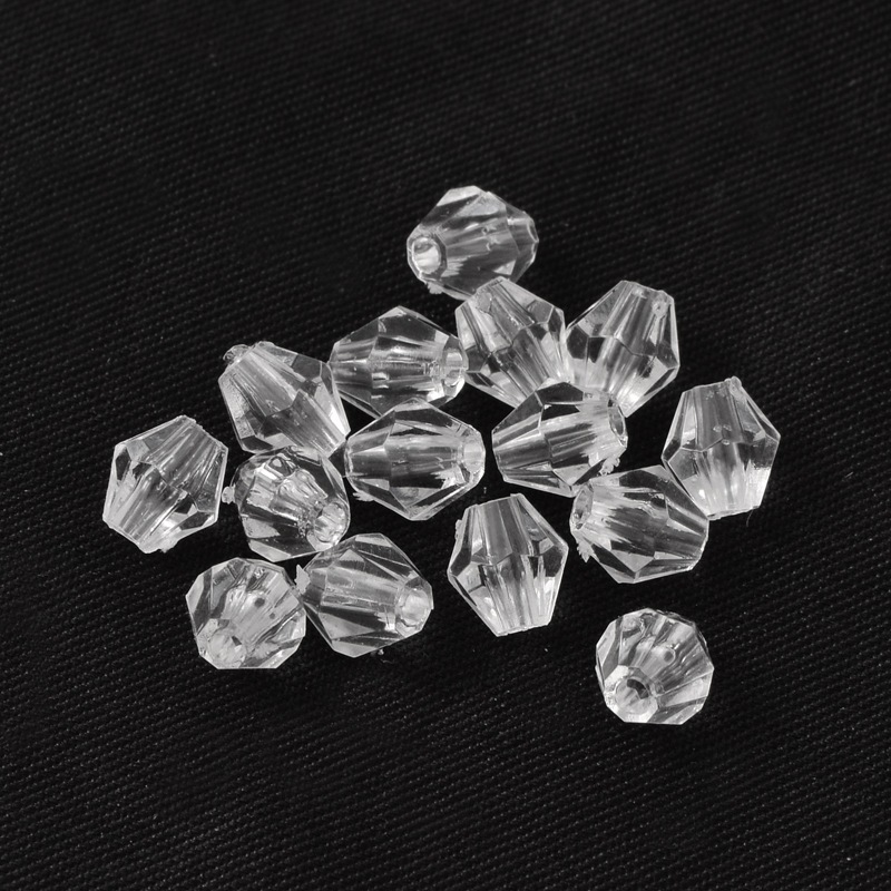 PandaHall Faceted Bicone Crystal Beads Transparent Acrylic Beads, Dyed, Clear, 5mm, Hole: 1mm Acrylic Bicone Clear