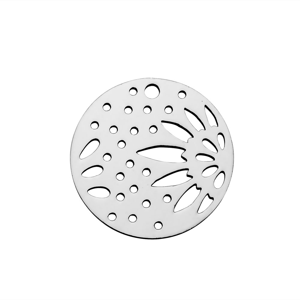 PandaHall 304 Stainless Steel Peandants, Flat Round with Flower, Stainless Steel Color, 20x1.1mm Stainless Steel Flat Round