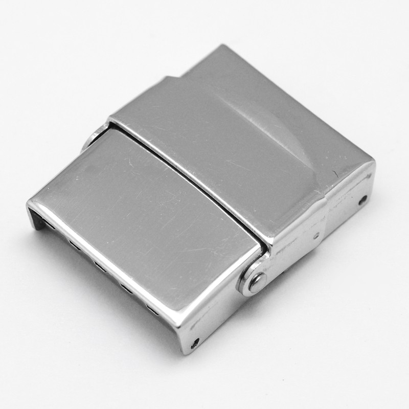 PandaHall Rectangle 304 Stainless Steel Watch Band Clasps, Stainless Steel Color, 25x22x7mm, Hole: 3x18mm Stainless Steel