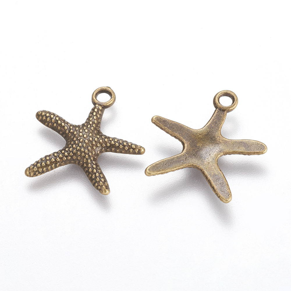 PandaHall Tibetan Style Pendants, Lead Free and Cadmium Free & Nickel Free, Starfish, Antique Bronze, 19.5x19x2mm, Hole: 2mm, Nickel Free...