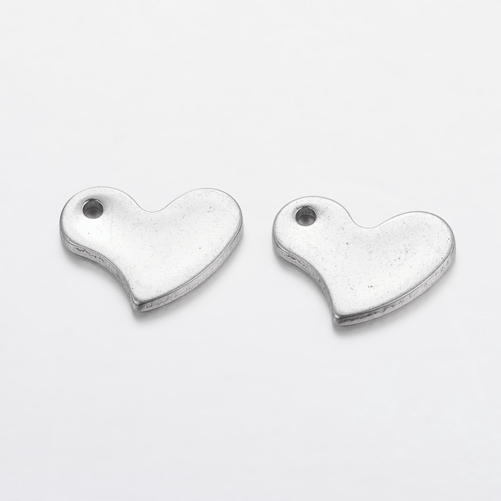 PandaHall 304 Stainless Steel Blank Stamping Tag Pendants, Heart, 9x11x1mm, Hole: 1mm Stainless Steel Heart